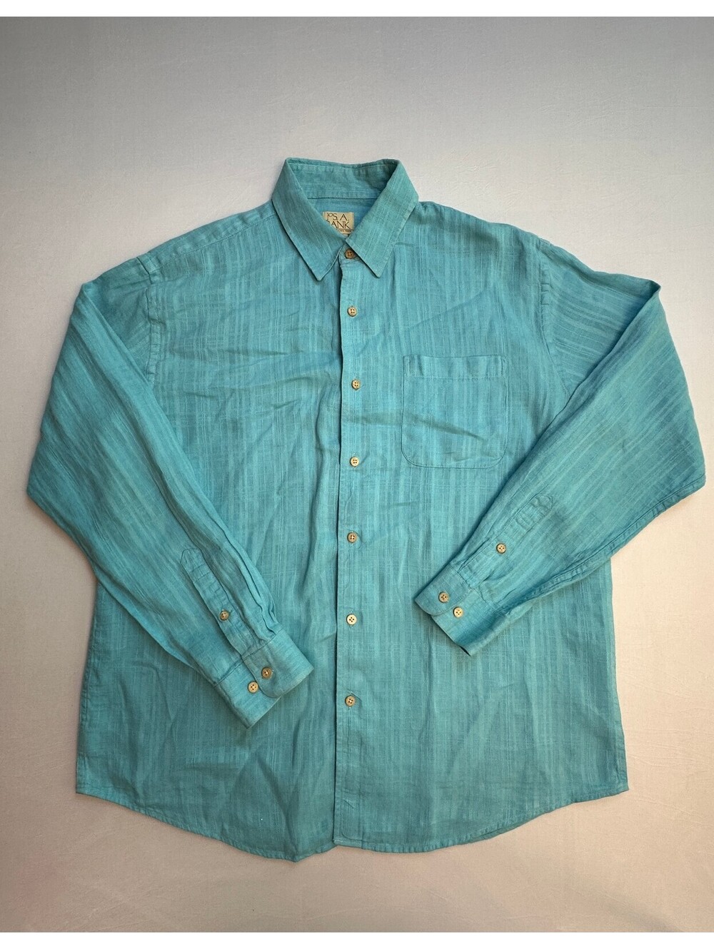 Jos. A. Bank Men's Linen Button-Up Shirt Large Turquoise